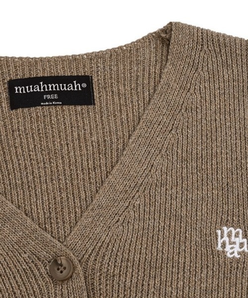 [muahmuah]STITCH WOOL KNIT CROP カーディガン★新作・24AW★ ベージュ系 muahmuah(ムアムア) カーディガン(レディース