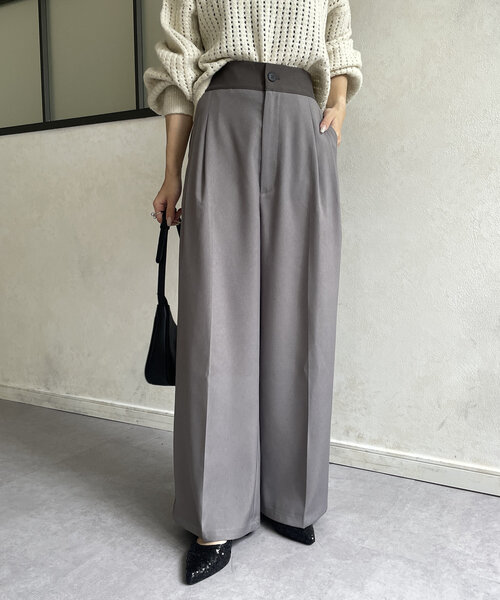 Thevon（ゼボン）の「ウエスト配色タックパンツ（その他パンツ・レディース・アイボリー/ネイビー/グレー・S/M）」の21枚目の写真