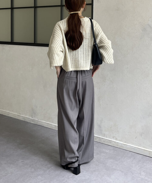Thevon（ゼボン）の「ウエスト配色タックパンツ（その他パンツ・レディース・アイボリー/ネイビー/グレー・S/M）」の14枚目の写真