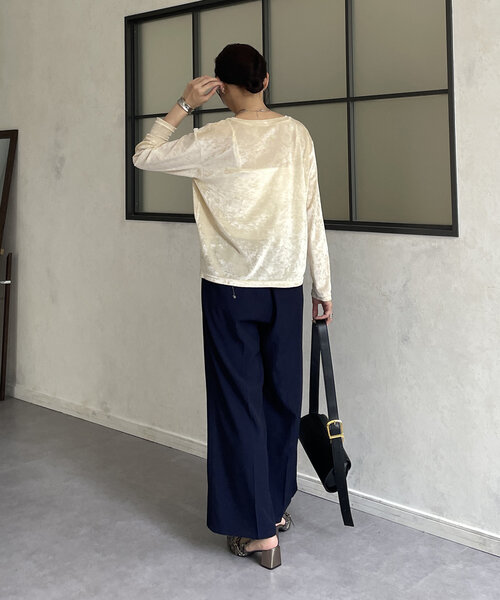 Thevon（ゼボン）の「ウエスト配色タックパンツ（その他パンツ・レディース・アイボリー/ネイビー/グレー・S/M）」の5枚目の写真