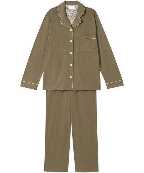 une nana cool（ウンナナクール）の「【綿100％】フライスパジャマ MADE WITH LIBERTY FABRIC（ルームウェア/パジャマ・レディース・ダークネイビー/テラコッタ/クリーム/ボルドー/クリアブラック/ライトオリーブ/マスタード/マジェンタ/ブルーグレー/ラベンダー/モカ/カーキブラウン/オートミール/カーキオリーブ/ピンクベージュ/ネイビー/ブラウン/レッド/オリーブ/サックスブルー/ピンク/アイボリー/モスグリーン/エメラルド/サンドベージュ/ライトブラウン/アッシュグレー/ブラック/エンジ/パープル/ベージュ・L/M）」の20枚目の写真