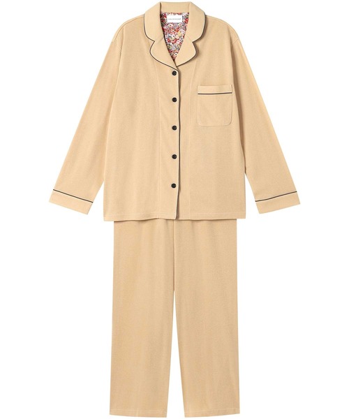 une nana cool（ウンナナクール）の「【綿100％】フライスパジャマ MADE WITH LIBERTY FABRIC（ルームウェア/パジャマ・レディース・ダークネイビー/テラコッタ/クリーム/ボルドー/クリアブラック/ライトオリーブ/マスタード/マジェンタ/ブルーグレー/ラベンダー/モカ/カーキブラウン/オートミール/カーキオリーブ/ピンクベージュ/ネイビー/ブラウン/レッド/オリーブ/サックスブルー/ピンク/アイボリー/モスグリーン/エメラルド/サンドベージュ/ライトブラウン/アッシュグレー/ブラック/エンジ/パープル/ベージュ・L/M）」の15枚目の写真