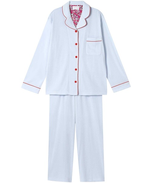 une nana cool（ウンナナクール）の「【綿100％】フライスパジャマ MADE WITH LIBERTY FABRIC（ルームウェア/パジャマ・レディース・ダークネイビー/テラコッタ/クリーム/ボルドー/クリアブラック/ライトオリーブ/マスタード/マジェンタ/ブルーグレー/ラベンダー/モカ/カーキブラウン/オートミール/カーキオリーブ/ピンクベージュ/ネイビー/ブラウン/レッド/オリーブ/サックスブルー/ピンク/アイボリー/モスグリーン/エメラルド/サンドベージュ/ライトブラウン/アッシュグレー/ブラック/エンジ/パープル/ベージュ・L/M）」の22枚目の写真