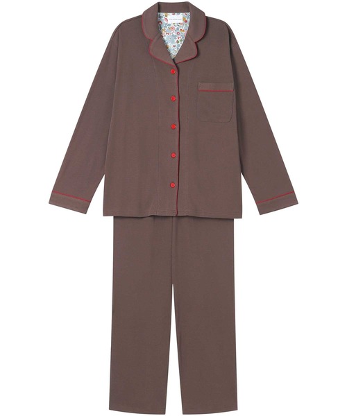 une nana cool（ウンナナクール）の「【綿100％】フライスパジャマ MADE WITH LIBERTY FABRIC（ルームウェア/パジャマ・レディース・ダークネイビー/テラコッタ/クリーム/ボルドー/クリアブラック/ライトオリーブ/マスタード/マジェンタ/ブルーグレー/ラベンダー/モカ/カーキブラウン/オートミール/カーキオリーブ/ピンクベージュ/ネイビー/ブラウン/レッド/オリーブ/サックスブルー/ピンク/アイボリー/モスグリーン/エメラルド/サンドベージュ/ライトブラウン/アッシュグレー/ブラック/エンジ/パープル/ベージュ・L/M）」の11枚目の写真