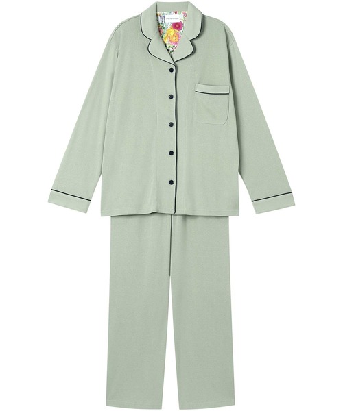 une nana cool（ウンナナクール）の「【綿100％】フライスパジャマ MADE WITH LIBERTY FABRIC（ルームウェア/パジャマ・レディース・ダークネイビー/テラコッタ/クリーム/ボルドー/クリアブラック/ライトオリーブ/マスタード/マジェンタ/ブルーグレー/ラベンダー/モカ/カーキブラウン/オートミール/カーキオリーブ/ピンクベージュ/ネイビー/ブラウン/レッド/オリーブ/サックスブルー/ピンク/アイボリー/モスグリーン/エメラルド/サンドベージュ/ライトブラウン/アッシュグレー/ブラック/エンジ/パープル/ベージュ・L/M）」の19枚目の写真