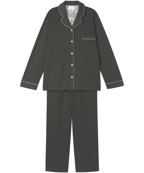 une nana cool（ウンナナクール）の「【綿100％】フライスパジャマ MADE WITH LIBERTY FABRIC（ルームウェア/パジャマ・レディース・ダークネイビー/テラコッタ/クリーム/ボルドー/クリアブラック/ライトオリーブ/マスタード/マジェンタ/ブルーグレー/ラベンダー/モカ/カーキブラウン/オートミール/カーキオリーブ/ピンクベージュ/ネイビー/ブラウン/レッド/オリーブ/サックスブルー/ピンク/アイボリー/モスグリーン/エメラルド/サンドベージュ/ライトブラウン/アッシュグレー/ブラック/エンジ/パープル/ベージュ・L/M）」の6枚目の写真