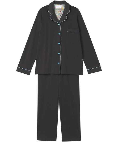 une nana cool（ウンナナクール）の「【綿100％】フライスパジャマ MADE WITH LIBERTY FABRIC（ルームウェア/パジャマ・レディース・ダークネイビー/テラコッタ/クリーム/ボルドー/クリアブラック/ライトオリーブ/マスタード/マジェンタ/ブルーグレー/ラベンダー/モカ/カーキブラウン/オートミール/カーキオリーブ/ピンクベージュ/ネイビー/ブラウン/レッド/オリーブ/サックスブルー/ピンク/アイボリー/モスグリーン/エメラルド/サンドベージュ/ライトブラウン/アッシュグレー/ブラック/エンジ/パープル/ベージュ・L/M）」の3枚目の写真