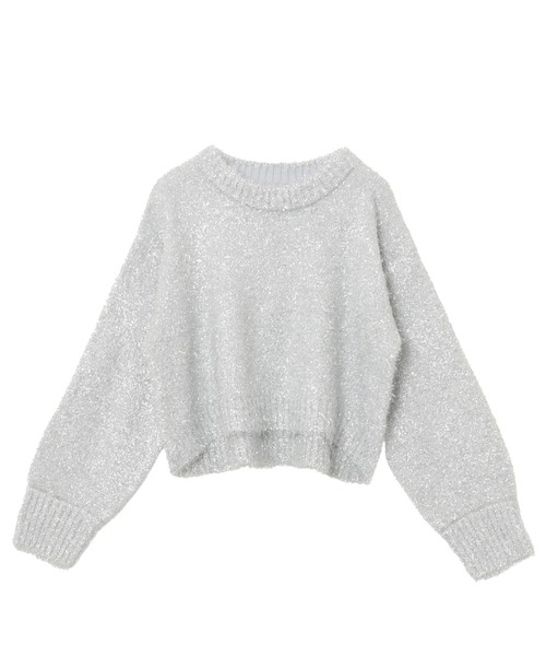 andme(アンドミー)の「フェザー起毛ショート丈ラメニットトップス(ニット/セーター・レディース・ブラウン/ブラック/シルバー系・M)」の7枚目の写真