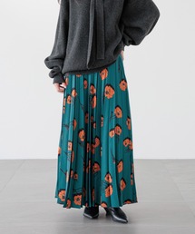 yuw | プリントプリーツスカート　213676(スカート)