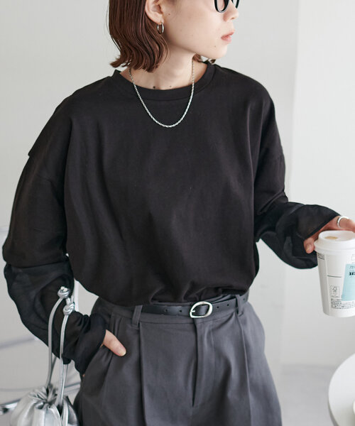 tシャツ 「DIDOT.」レイヤードビッグロンT レディース メンズ セール】【DIDOT.】レイヤードビッグロンT（Tシャツ/カットソー
