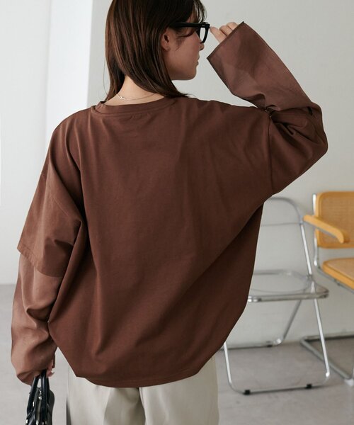 DISCOAT(ディスコート)の「【WEB限定】レイヤードビッグロングTシャツ(Tシャツ/カットソー・レディース・ブラック/ベージュ/オフホワイト/ブラウン・FREE)」の17枚目の写真