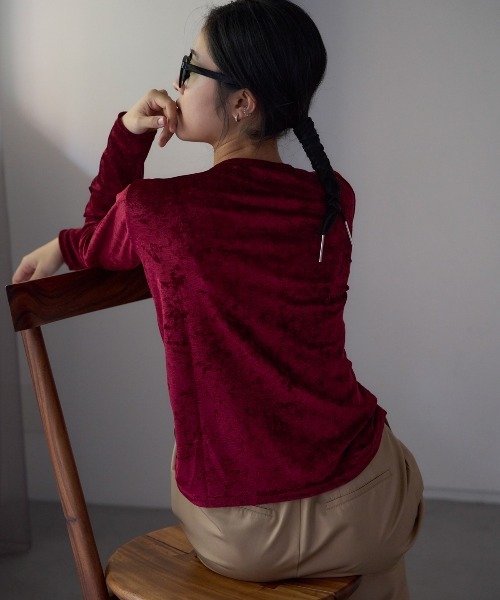 SHE Tokyo ベルベット トップス セール】シアーベロアトップス（Tシャツ/カットソー）｜TRIANGLE