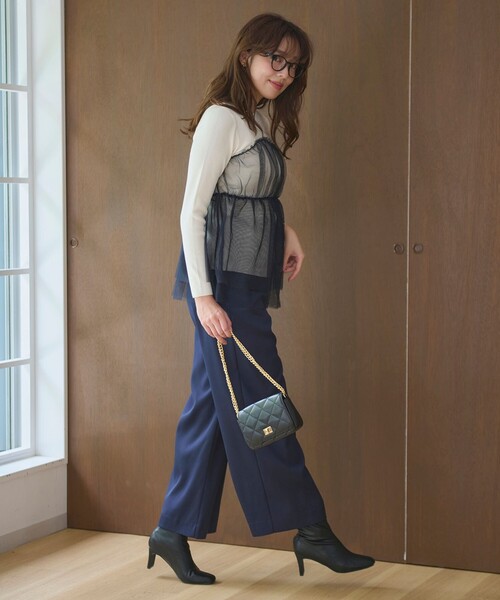 【セール】【洗える】チュールコンビ プルオーバーニット（ニット/セーター）｜Feroux（フェルゥ）