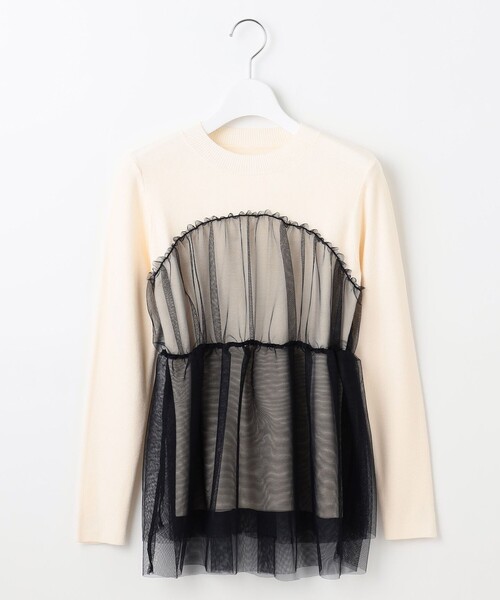 【セール】【洗える】チュールコンビ プルオーバーニット（ニット/セーター）｜Feroux（フェルゥ）