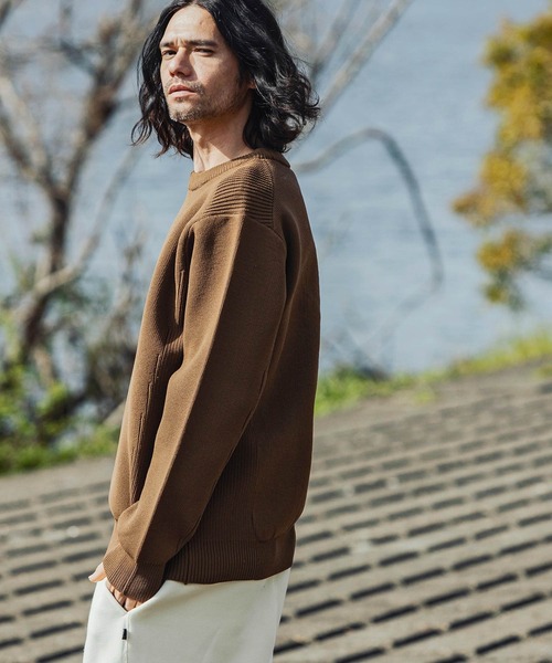 【セール】+phenix(プラスフェニックス)HYBRID KNITTED LONG SLEEVE PULL OVER ハイブリッド ニット ロングスリーブ プルオーバー(ニット/セーター)|+phenix(プラスフェニックス)