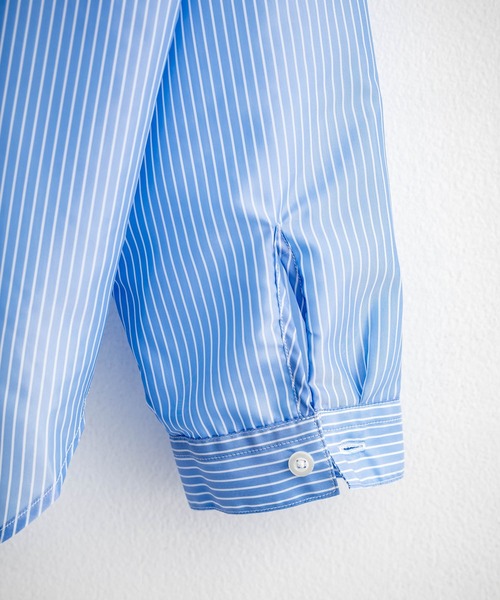 これからの夏にピッタリ！大活躍！ ROARK ストライプシャツ Mサイズ 黒/青 ROTTWEILER 「R9 STRIPE S/S SHIRT」 オープンカラー ストライプ
