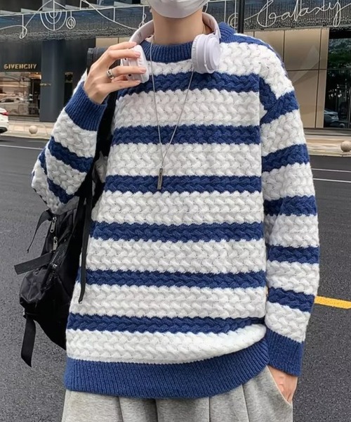 MGV(エムジーヴィー)の「ベーシックボーダーニット(ニット/セーター・メンズ・グリーン/ブラック/ブルー・MEDIUM/LARGE/X-LARGE)」の3枚目の写真