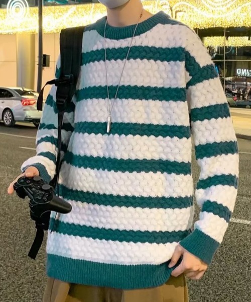 MGV(エムジーヴィー)の「ベーシックボーダーニット(ニット/セーター・メンズ・グリーン/ブラック/ブルー・MEDIUM/LARGE/X-LARGE)」の6枚目の写真