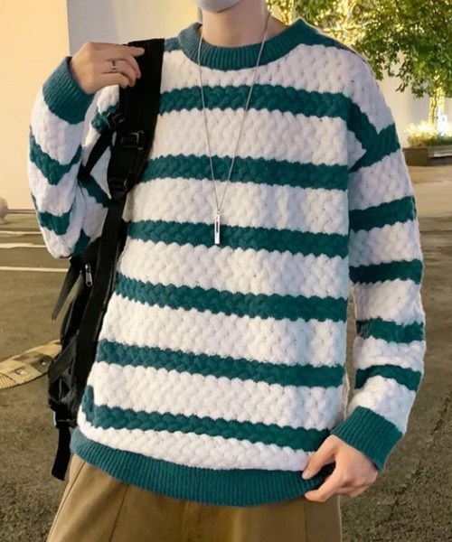 MGV(エムジーヴィー)の「ベーシックボーダーニット(ニット/セーター・メンズ・グリーン/ブラック/ブルー・MEDIUM/LARGE/X-LARGE)」の7枚目の写真