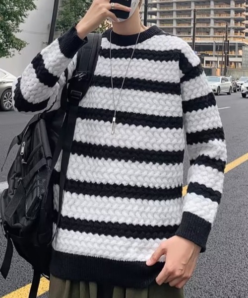 MGV(エムジーヴィー)の「ベーシックボーダーニット(ニット/セーター・メンズ・グリーン/ブラック/ブルー・MEDIUM/LARGE/X-LARGE)」の16枚目の写真