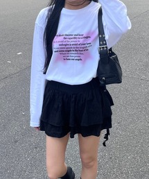 リボンレタリングロンT/長袖Tシャツ