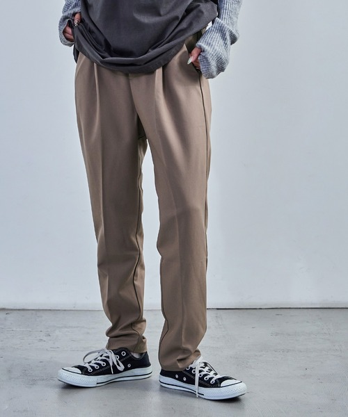 Fashion Letter(ファッションレター)の「【10色展開】ハイウエストテーパードタックスラックス ハイウエスト レディース 低身長 タック(スラックス・レディース・ブラウン系その他/グレイッシュベージュ/ブラック/グレー/イエロー/オレンジ/ネイビー/ピンク/グリーン/ブラウン・M)」の5枚目の写真