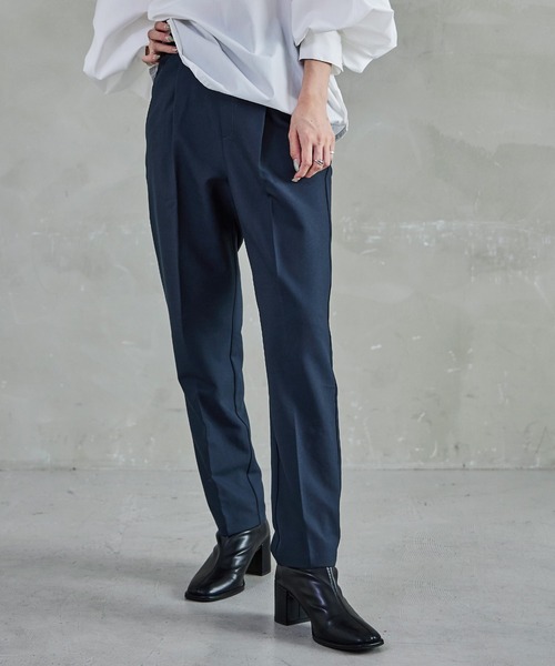 Fashion Letter(ファッションレター)の「【10色展開】ハイウエストテーパードタックスラックス ハイウエスト レディース 低身長 タック(スラックス・レディース・ブラウン系その他/グレイッシュベージュ/ブラック/グレー/イエロー/オレンジ/ネイビー/ピンク/グリーン/ブラウン・M)」の1枚目の写真