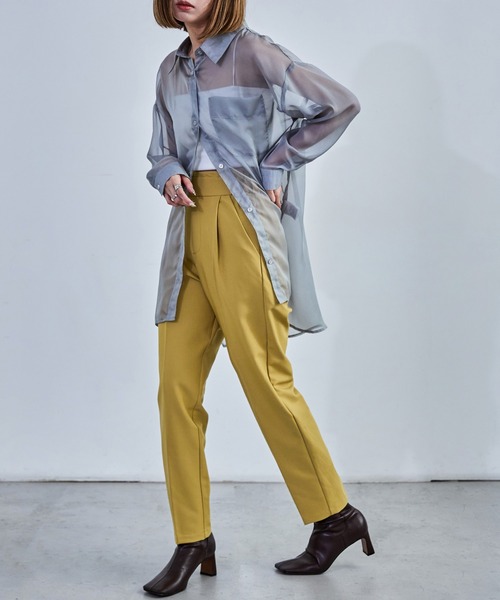 Fashion Letter(ファッションレター)の「【10色展開】ハイウエストテーパードタックスラックス ハイウエスト レディース 低身長 タック(スラックス・レディース・ブラウン系その他/グレイッシュベージュ/ブラック/グレー/イエロー/オレンジ/ネイビー/ピンク/グリーン/ブラウン・M)」の11枚目の写真