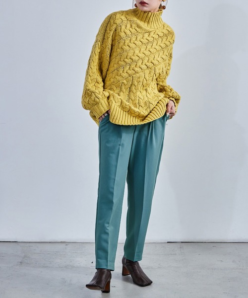 Fashion Letter(ファッションレター)の「【10色展開】ハイウエストテーパードタックスラックス ハイウエスト レディース 低身長 タック(スラックス・レディース・ブラウン系その他/グレイッシュベージュ/ブラック/グレー/イエロー/オレンジ/ネイビー/ピンク/グリーン/ブラウン・M)」の20枚目の写真