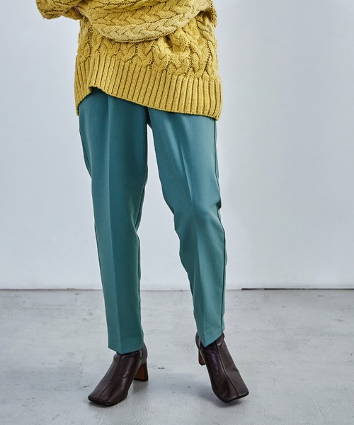 Fashion Letter(ファッションレター)の「【10色展開】ハイウエストテーパードタックスラックス ハイウエスト レディース 低身長 タック(スラックス・レディース・ブラウン系その他/グレイッシュベージュ/ブラック/グレー/イエロー/オレンジ/ネイビー/ピンク/グリーン/ブラウン・M)」の21枚目の写真