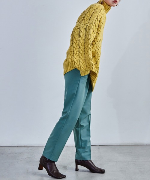 Fashion Letter(ファッションレター)の「【10色展開】ハイウエストテーパードタックスラックス ハイウエスト レディース 低身長 タック(スラックス・レディース・ブラウン系その他/グレイッシュベージュ/ブラック/グレー/イエロー/オレンジ/ネイビー/ピンク/グリーン/ブラウン・M)」の22枚目の写真