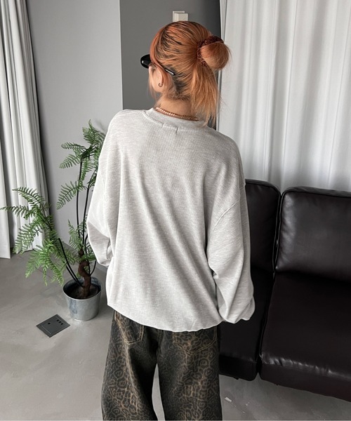 ワッフル T CAMBIO(カンビオ)】Pigment Waffle Raglan Sleeve Crew Neck Cut