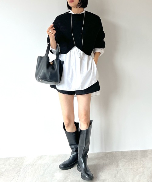 STELLA FISH(ステラフィッシュ)の「Cape Poncho Knit Tops(ニット/セーター・レディース・グレー/ブラック・FREE)」の17枚目の写真