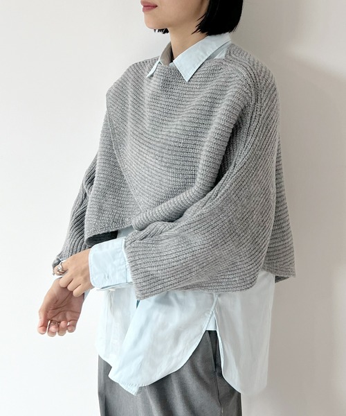 STELLA FISH(ステラフィッシュ)の「Cape Poncho Knit Tops(ニット/セーター・レディース・グレー/ブラック・FREE)」の10枚目の写真