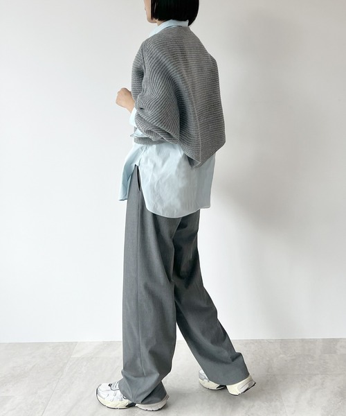 STELLA FISH(ステラフィッシュ)の「Cape Poncho Knit Tops(ニット/セーター・レディース・グレー/ブラック・FREE)」の15枚目の写真