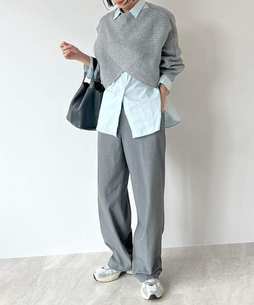 STELLA FISH(ステラフィッシュ)の「Cape Poncho Knit Tops(ニット/セーター・レディース・グレー/ブラック・FREE)」の8枚目の写真