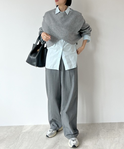 STELLA FISH(ステラフィッシュ)の「Cape Poncho Knit Tops(ニット/セーター・レディース・グレー/ブラック・FREE)」の9枚目の写真