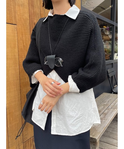 STELLA FISH(ステラフィッシュ)の「Cape Poncho Knit Tops(ニット/セーター・レディース・グレー/ブラック・FREE)」の22枚目の写真
