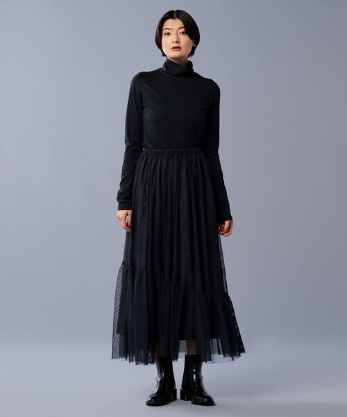uncrave（アンクレイヴ）の「アルビニスタシフォン ハイネック カットソー（Tシャツ/カットソー・レディース・ブラック系/ホワイト系/ダークブラウン系・1/2）」の8枚目の写真