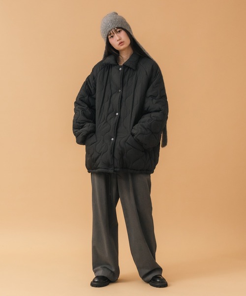 hideka select》キルティング裏ボアジャケット / 秋服 冬服 ノームコア