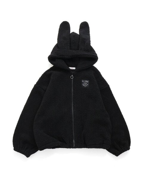 algy(アルジー)の「ウサミミボアパーカー(ブルゾン・キッズ・ブラック/ピンク/オフホワイト・SMALL/MEDIUM/X-SMALL/XX-SMALL)」の2枚目の写真