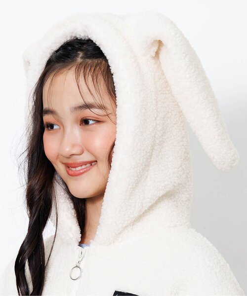 algy(アルジー)の「ウサミミボアパーカー(ブルゾン・キッズ・ブラック/ピンク/オフホワイト・SMALL/MEDIUM/X-SMALL/XX-SMALL)」の7枚目の写真