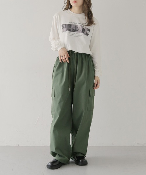 HER CLOSET(ハークローゼット)の「 【HER CLOSET】ワイドパラシュートカーゴパンツ WIDE PARACHUTE CARGO PANTS(カーゴパンツ・レディース・チャコール/カーキ/ブラック・FREE)」の14枚目の写真