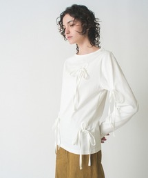 【soduk】ribbons long sleeve shirt