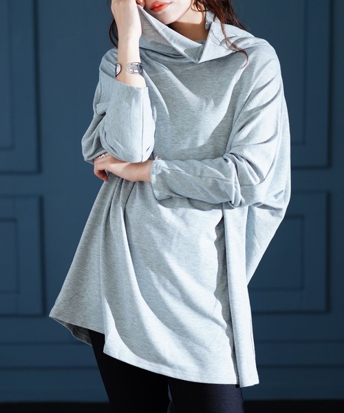 Sawa a la mode(サワアラモード)の「オフタートルカットソー(Tシャツ/カットソー・レディース・ブラック/グレー・FREE)」の2枚目の写真