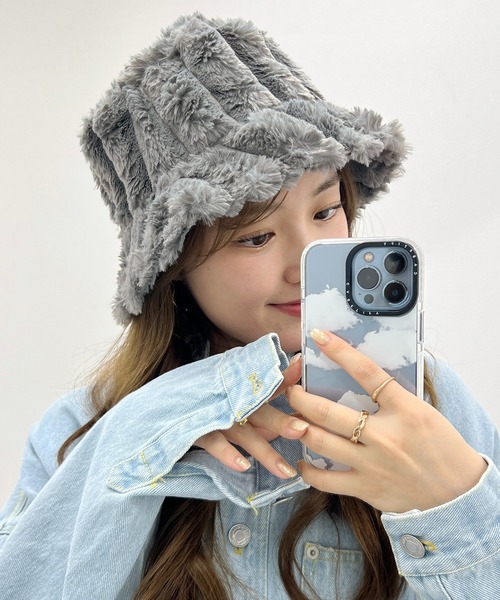 セール】ソリッドカラー 凹凸 ファー バケット ハット（ハット）｜Lace