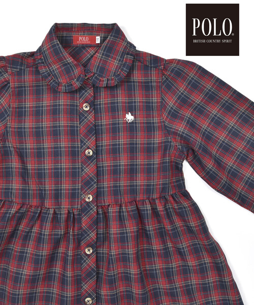 SLAP SLIP（スラップスリップ）の「【POLO BCS(ポロ・ビーシーエス)×SLAP SLIPコラボ】【お揃い】チェック襟付きフレアワンピース(80~140cm)（ワンピース・キッズ・グリーン系その他/レッド系その他・100cm/90cm/80ｃｍ/110cm/130cm/120cm/140cm）」の9枚目の写真