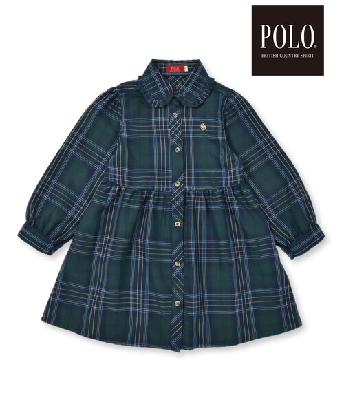 SLAP SLIP（スラップスリップ）の「【POLO BCS(ポロ・ビーシーエス)×SLAP SLIPコラボ】【お揃い】チェック襟付きフレアワンピース(80~140cm)（ワンピース・キッズ・グリーン系その他/レッド系その他・100cm/90cm/80ｃｍ/110cm/130cm/120cm/140cm）」の2枚目の写真