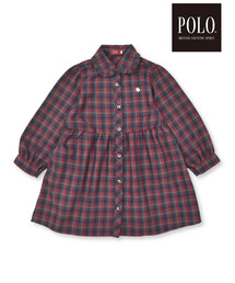 【POLO BCS(ポロ・ビーシーエス)×SLAP SLIPコラボ】【お揃い】チェック襟付きフレアワンピース(80~140cm)