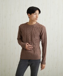 【Bling Leads】ケーブルクルーニット